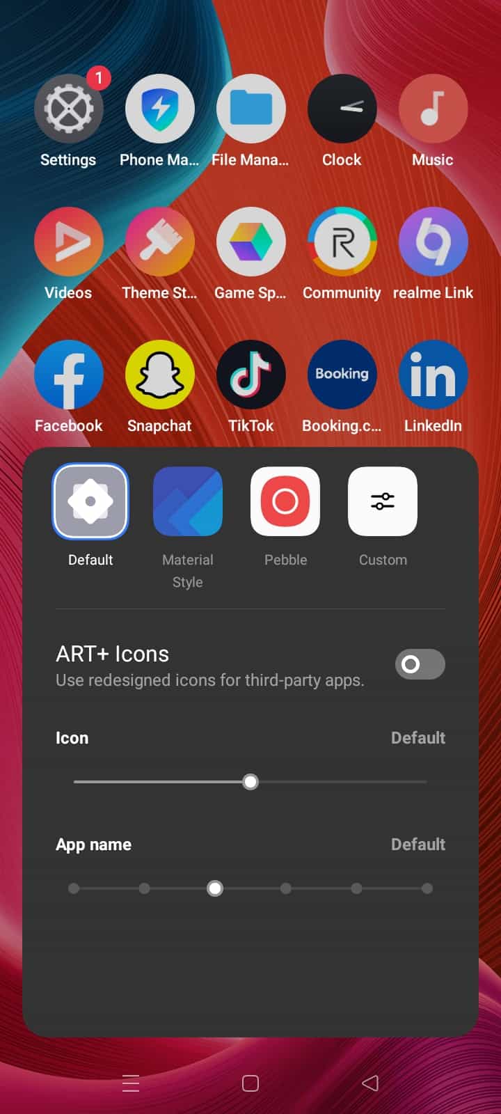 Art and icons settings in realme narzo 50a